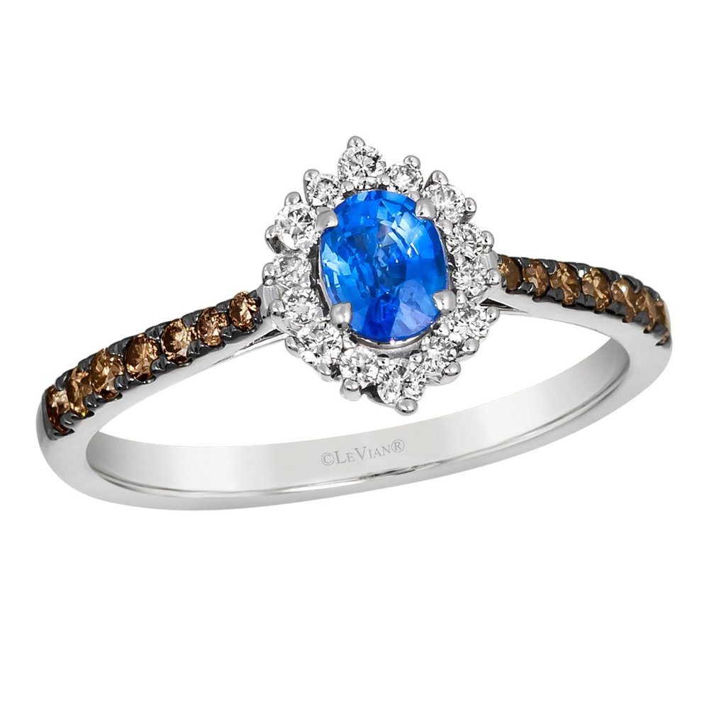 Le Vian Ring featuring Blueberry Sapphire Chocolate Diamonds Vanilla Gold